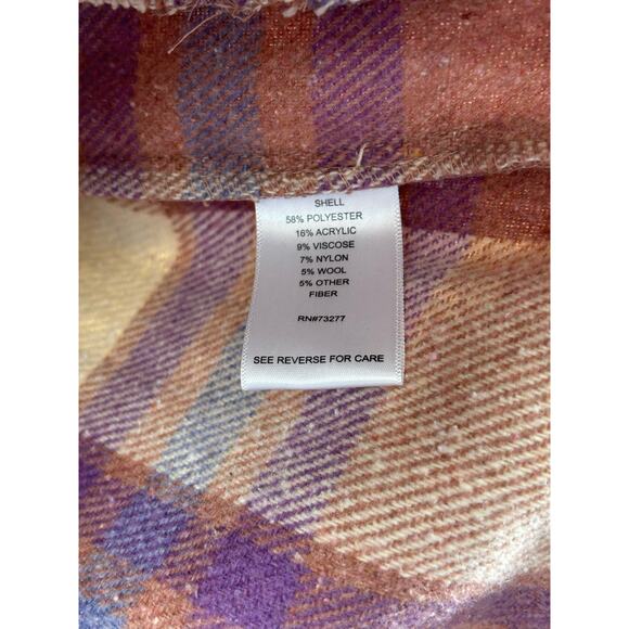 SO Plaid Oversized high low length Jacket shirt . Size small Blush Multicolor - Picture 11 of 12